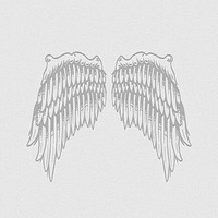 Gray wings outline sticker overlay design resource 