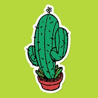Mosaic green saguaro cactus with a white border