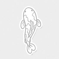 Gray Koi carp fish sticker with white border