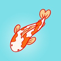 Cute cartoon Koi carp fish sticker design element