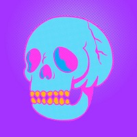 Neon blue skull sticker design element