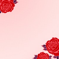 Pop art red rose border on a pink background