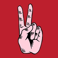 Cool pop art victory hand sign sticker on a red background vector