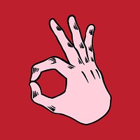 Cool pop art OK hand sign sticker on a red background vector