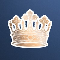 Golden crown sticker overlay on a navy blue background 