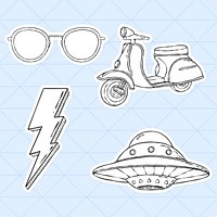 Cool white object sticker psd set