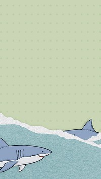 Swimming sharks and ripped paper  mobile wallpaper