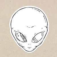Sketched sci fi alien psd sticker