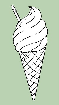 Vintage hand drawn ice cream cartoon clipart black and white