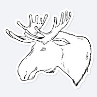 Vintage hand drawn moose cartoon clipart black and white