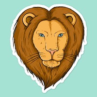 Cartoon sticker lion hand drawn clipart