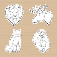 Psd wildlife sticker black and white collection clipart