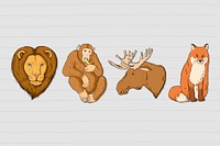 Vector wild animal sticker collection colorful clipart