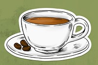 Cup of coffee sticker with a white border