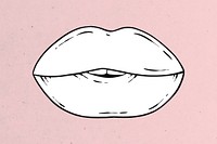 Black and white lips sticker on pink background