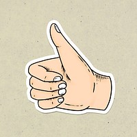 Thumbs up hand sign drawing sticker design element
