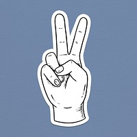Victory hand sign drawing sticker design element
