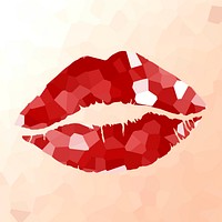 Crystallized style red lips illustration design element