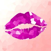 Crystallized style pink lips illustration design element