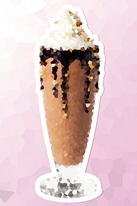 Crystallized style chocolate milkshake illustration with a white border sticker