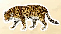 Crystallized style jaguar illustration with white border sticker
