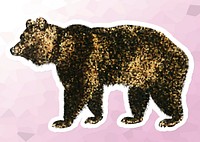 Crystallized style brown bear illustration with a white border sticker