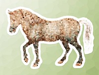 Crystallized style horse illustration with a white border sticker