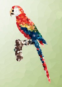 Crystallized style scarlet macaw illustration design element