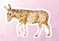 Crystallized style donkey illustration with a white border sticker