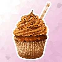 Chocolate cupcake crystallized style sticker illustration
