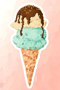 Ice cream crystallized style sticker illustration