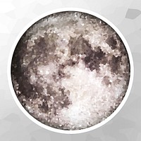 Crystallized moon sticker overlay with a white border illustration