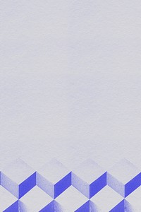 3D gray and blue paper craft cubic patterned background