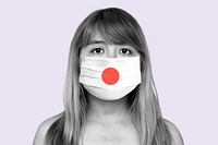 Japanese woman wearing a face mask during coronavirus pandemic mockup