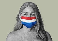 Luxembourger woman wearing a face mask during coronavirus pandemic