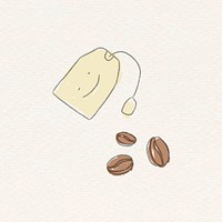 Doodle tea bag and coffee beans vector