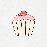 Cute cherry cupcake doodle style vector