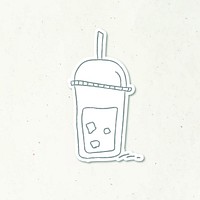 Ice coffee doodle style vector