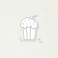 Cute cherry cupcake doodle style journal vector