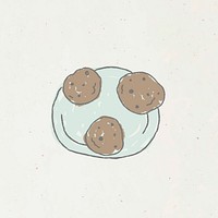 Cute chocolate chip cookie doodle style vector