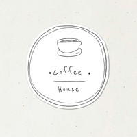 Coffee house badge doodle style journal vector