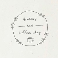 Bakery and coffee shop badge doodle style vector