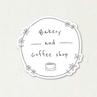 Bakery and coffee shop badge doodle style journal vector