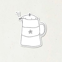 Cute kettle doodle style vector