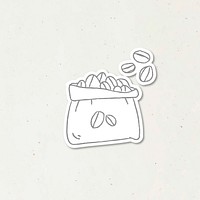 Coffee beans doodle journal sticker vector