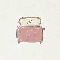 Doodle pink bread toaster design resource vector