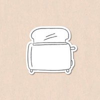Doodle bread toaster sticker design resource vector