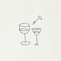 Doodle wine glasses design resource vector