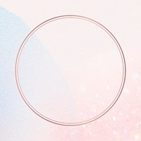 Rose gold round frame psd on abstract pastel illustration