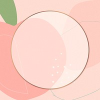 Gold round frame psd with a peach on pink illustration